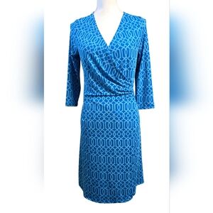 Charlie Paige Blue Geometric Wrap Dress